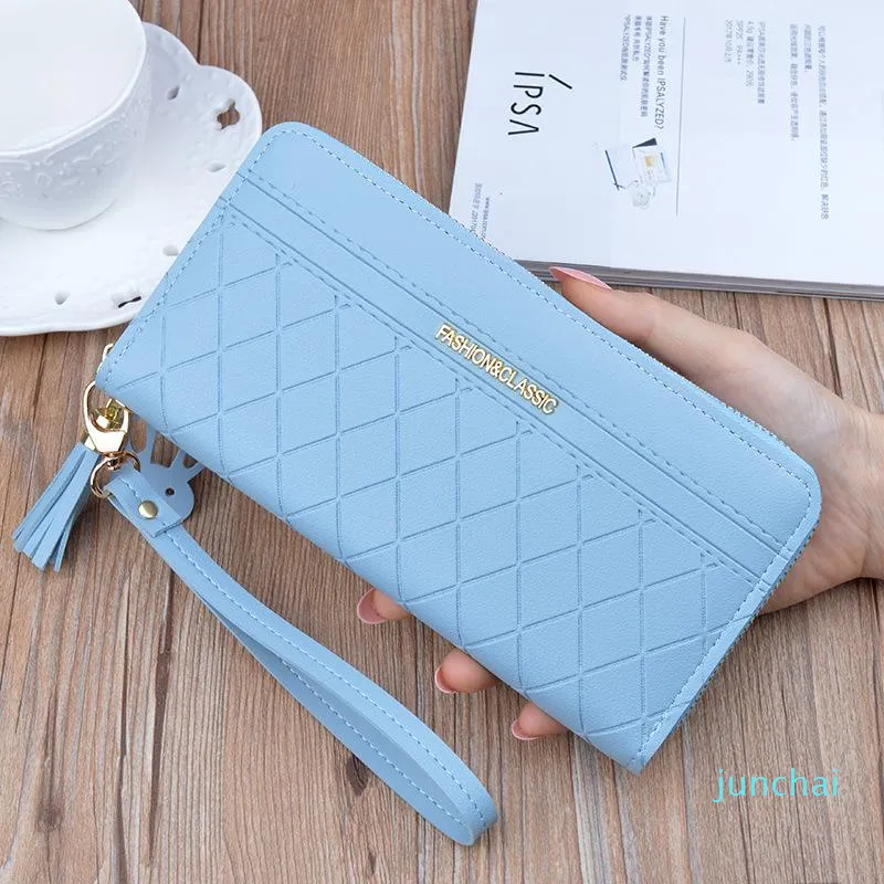 Designer-Wallets Zipper Tassel Checked Wallet Ladies Long With Large Capacity Mobile Phone Bag267P