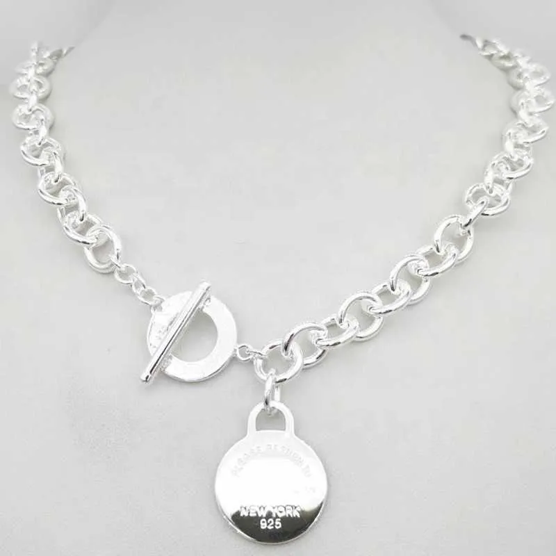 Design Femmes Argent TF Style Collier Pendentif Chaîne Collier S925 Sterling Argent Clé Coeur Amour Oeuf Marque Pendentif Charm Ne234G