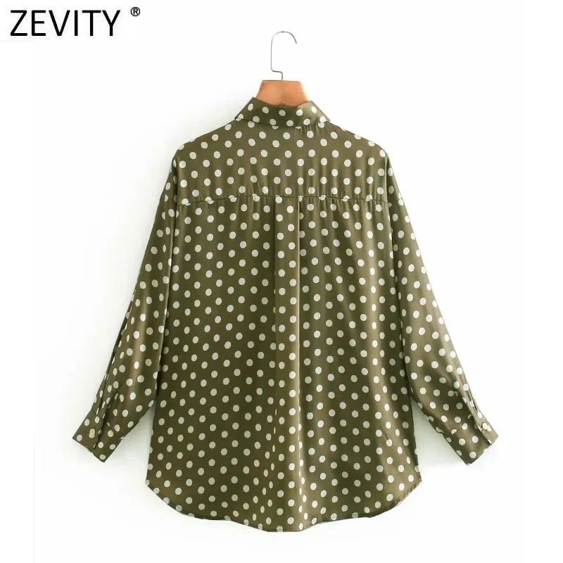 Women Vintage Polka Dot Print Casual Loose Smock Blouse Office Ladies Long Sleeve Business Shirts Chic Blusas Tops LS7424 210420