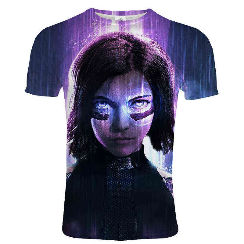 Alita Battle Angel 3D Gedrukt T-shirt Movie Stijl Mannen Dames Streetwear Casual Tshirt Mode Hip Hop T-shirt Unisex O-hals Tops X0621