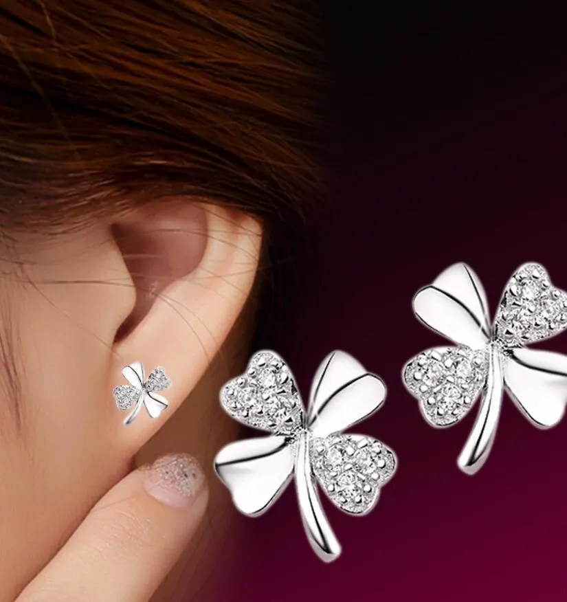 925 Sterling Silber Ohrring brincos pendientes Lucky Clover Ohrstecker Für Frauen Geschenk ohrringe S-E55