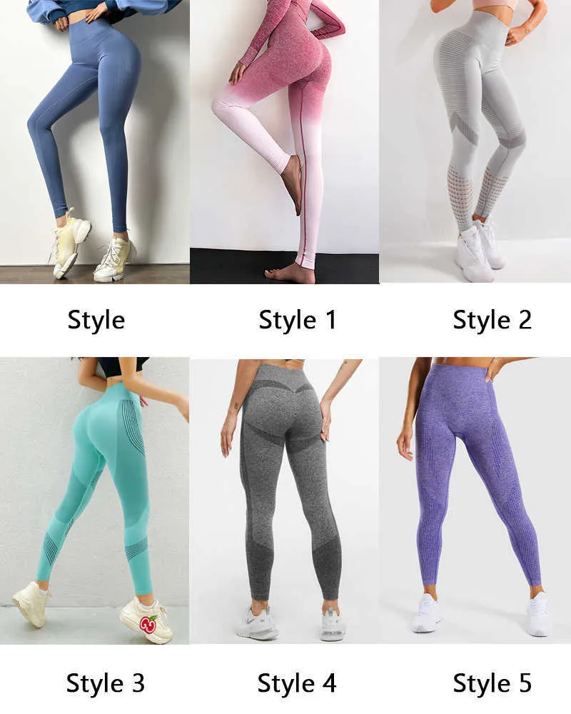 NORMOV Vita alta Palestra Leggings senza cuciture Donna Sexy Bubble Butt Push Up Leggins Sport Fitness Pantaloni da corsa Ragazza 210925