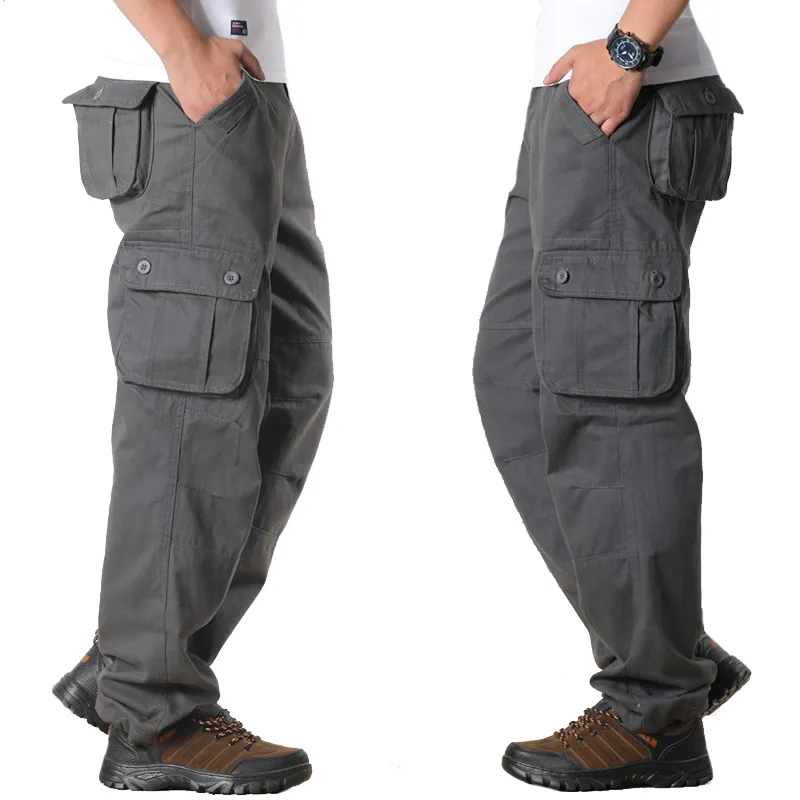 Stilleri Askeri Erkekler Pantolon Çok Cepler Spor Joggers Streetwear Ordu Düz Uzun Pantolon Kargo Pantolon Erkekler Giyim için Rahat Pantolon