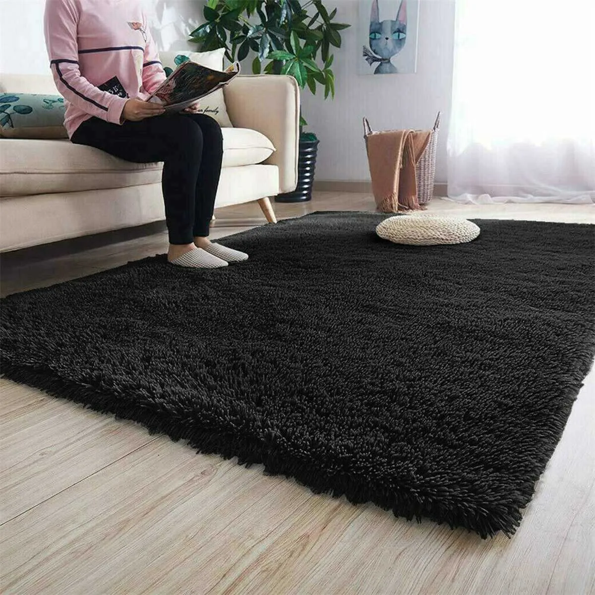 Zijdeachtig pluizig tapijt modern home decor lange pluche shaggy tapijt kinderen speelmatten sofa wonen slaapkamer bed mat balkon tapijten 210626