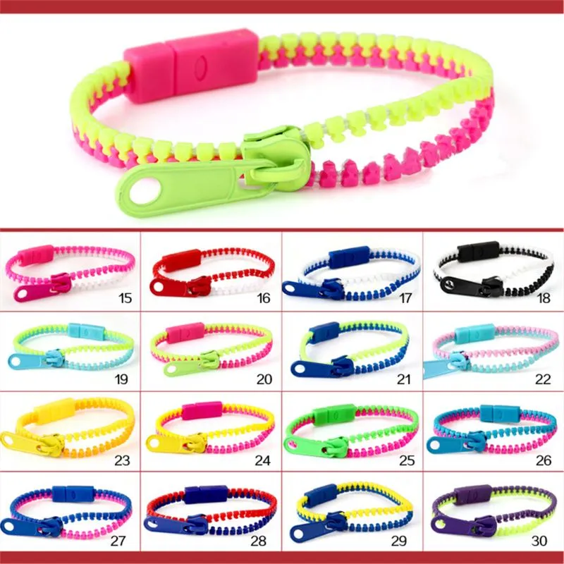 New Zip Bracelet Wristband Dual Zipper Bracelet Fluorescent Neon Creative bracelet for women