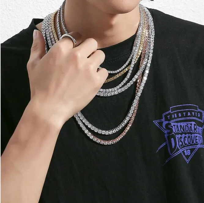 2021 12 mm Miami Cuban Link Kette Halskette Tennis Armbänder Set für Herren Bling Hip Hop Iced Out Diamant Gold Silber Rapper Ketten W291d