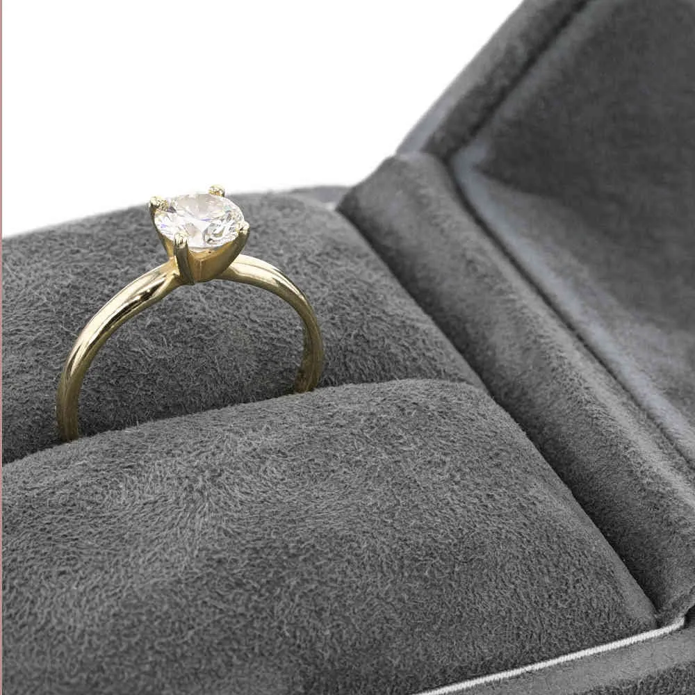 Sólido 10k amarelo ouro redondo brilhante corte 0.5 ct moissanite 4 Pong Solarite laboratório diamante anel de noivado para mulheres
