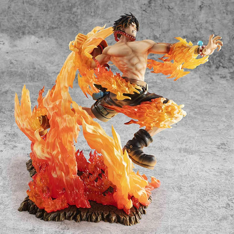 23cm Japão One Piece Portgas d Ace Action Figura Anime pop PVC PVC 15th Anniversary Model Dolls Toys for Boys Gifts X0503