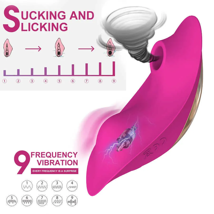 telecomando succhiare vibratore indossabile dildo vibratore giocattoli del sesso le donne stimolatore del clitoride della vagina punto G aspirazione orale P0818