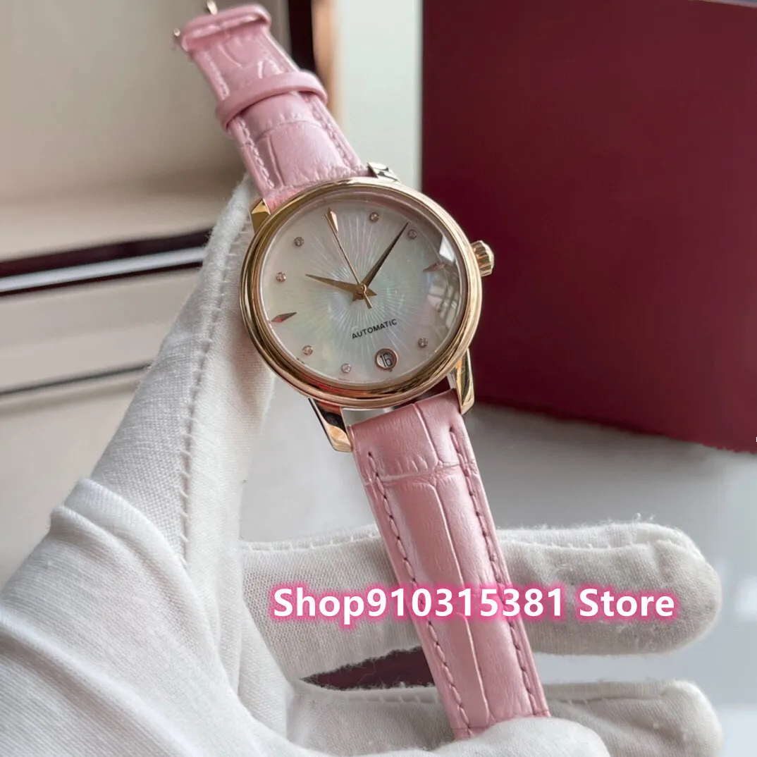 New Classic Women Geometric diamond Watches Stainless Steel Automatic Mechanical watch Natural Mother of pearl shell clock 32mm