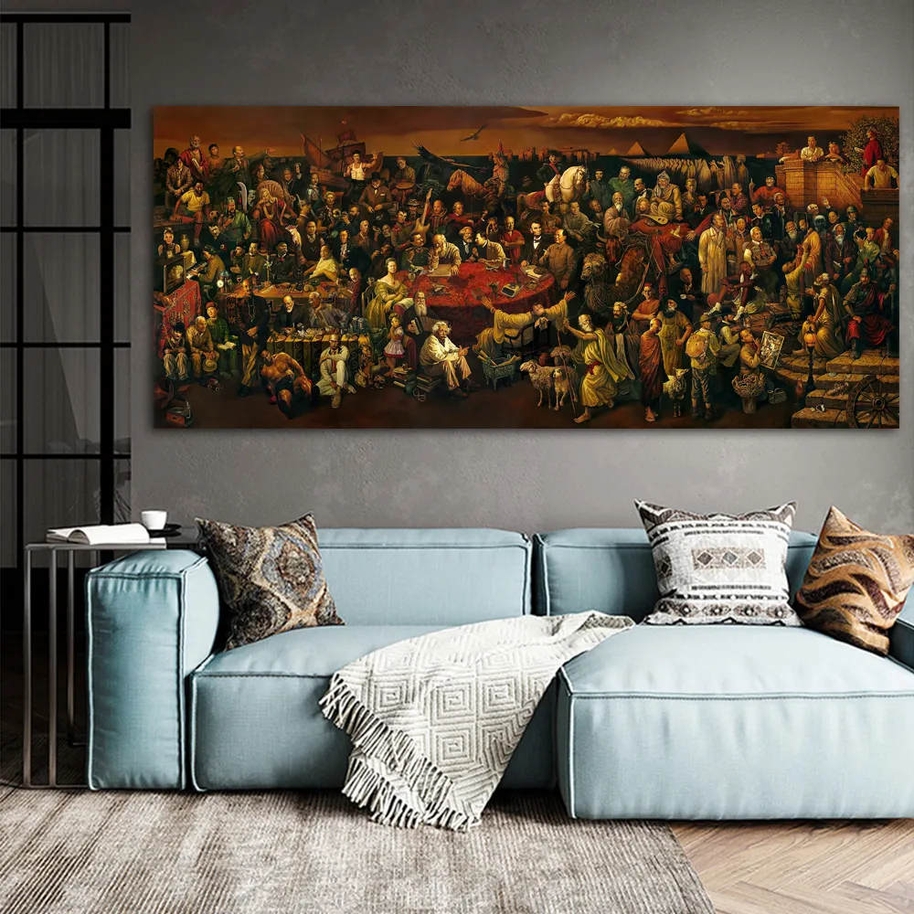Oeuvre célèbre discutant de la divine comédie avec Dante peinture à l'huile sur toile affiche et impression Cuadros maison mur Art décor photos 1186011
