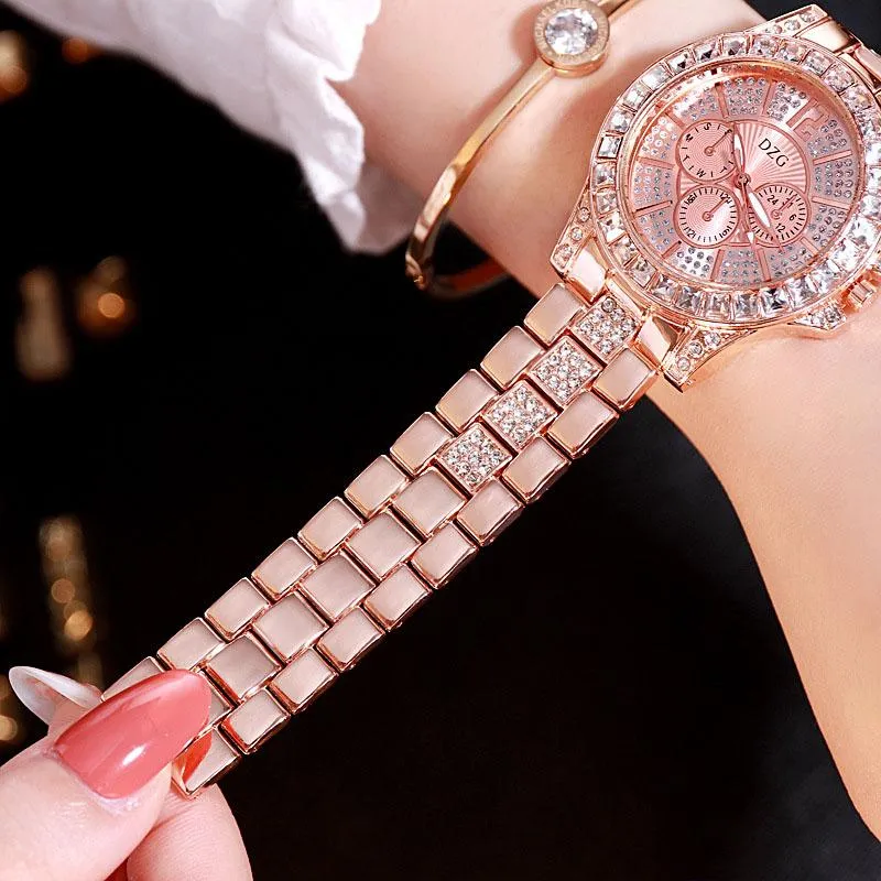 Horloges Dames Horloges Diamond Top Merk Designer Roestvrij Staal Dames Rose Goud Quartz Horloge Drop 2021254z