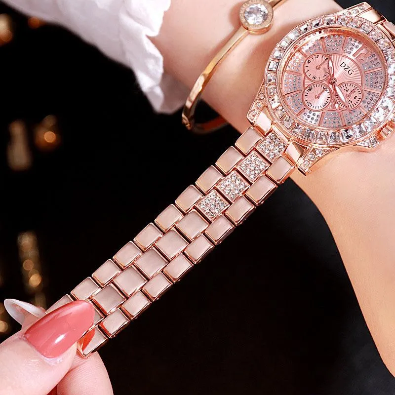 Wristwatches Womens Watches Diamond Top Brand Designer Stainless Steel Ladies Rose Gold Quartz Wristwatch Drop 2021234q