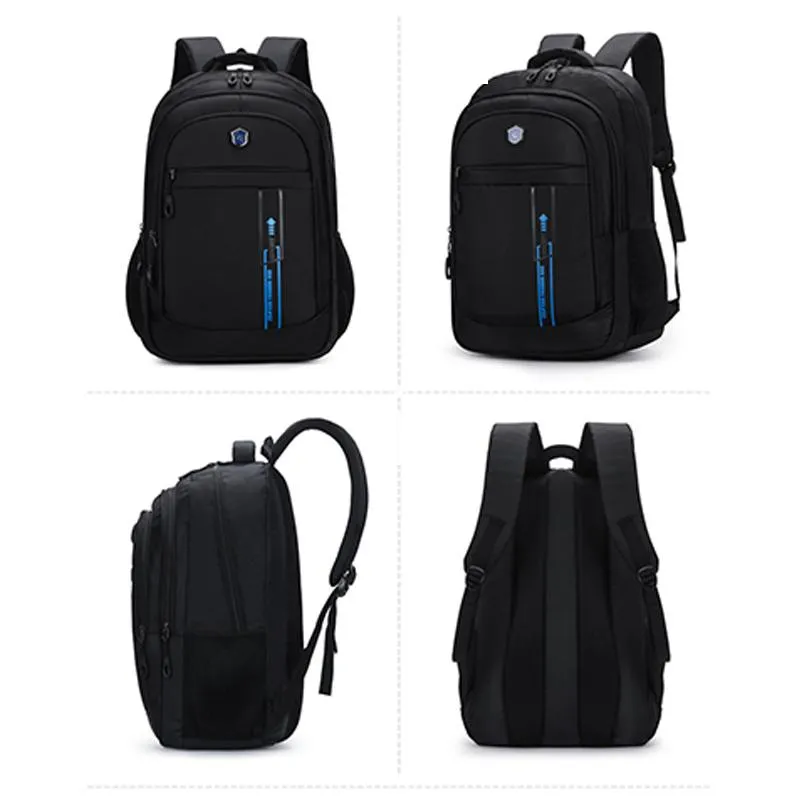 Große Kapazität Schultaschen für Teenager Rucksack Männer Schwarz Nylon Solid Middle Schüler High Schoolbag Big Bookbags Preppy264t