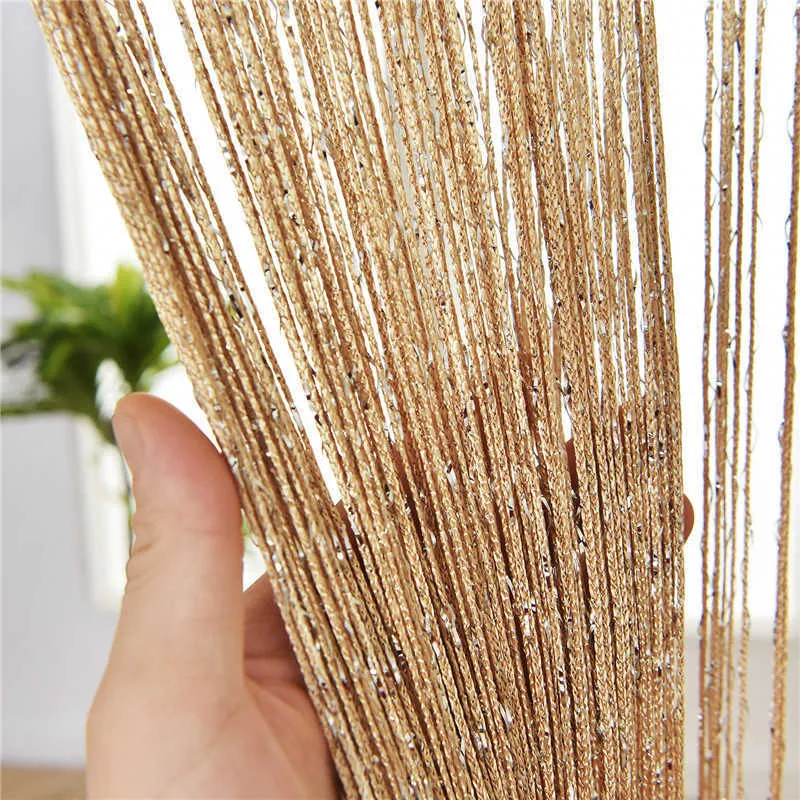 YokiSTG 300x260cm Shiny Tassel Stripe Curtain for Living Room Bedroom Divider Door Valance Divider Home Decoration Line Curtains 210712