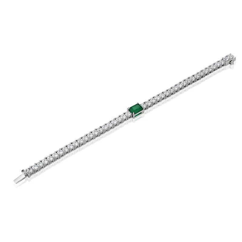 Oevas 100% 925 Sterling Zilver Synthetische Emerald Mousserende Hoge Koolstof Diamant Bruiloft Armband Voor Dames Party Fijne Sieraden