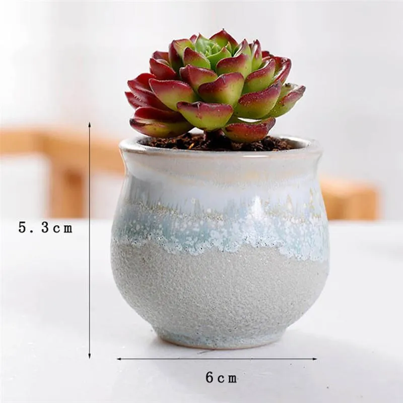 creativo ceramica pianta grassa vaso di fiori flusso variabile smalto la casa camera ufficio piante da seme vaso senza pianta 210401
