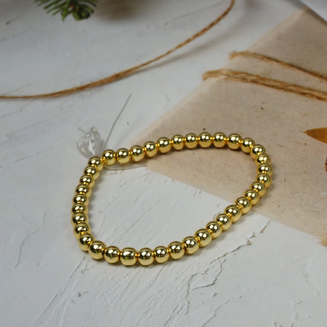 Beaded For Women Gold-plated Beads 6mm Semi-finished Bracelet With Spare Extension Beads And Thread