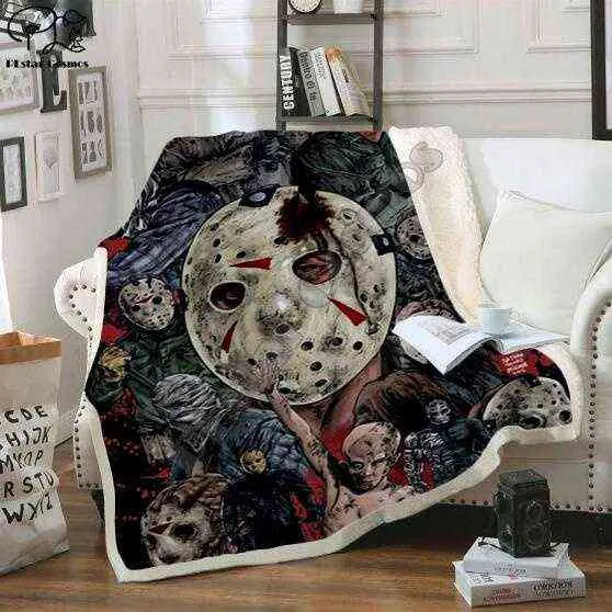Одеяло из фильма ужасов «Дитя игры» с изображением Чаки, готическое флисовое одеяло из шерпа, переносное постельное белье из микрофибры 001 2111012123