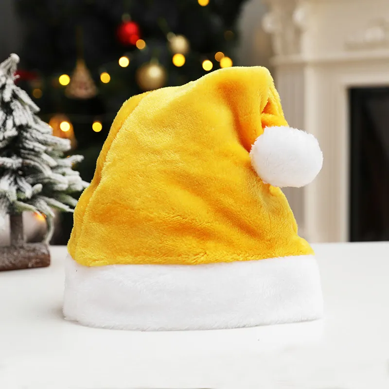 Boże Narodzenie Święty Mikołaj Hats 7 Kolory Krótkie pluszowe czapki Festiwal Cosplay Cosplay Costume Cap Xmas Dekoracja Akcesoria Red Hat BH4981 Tyj