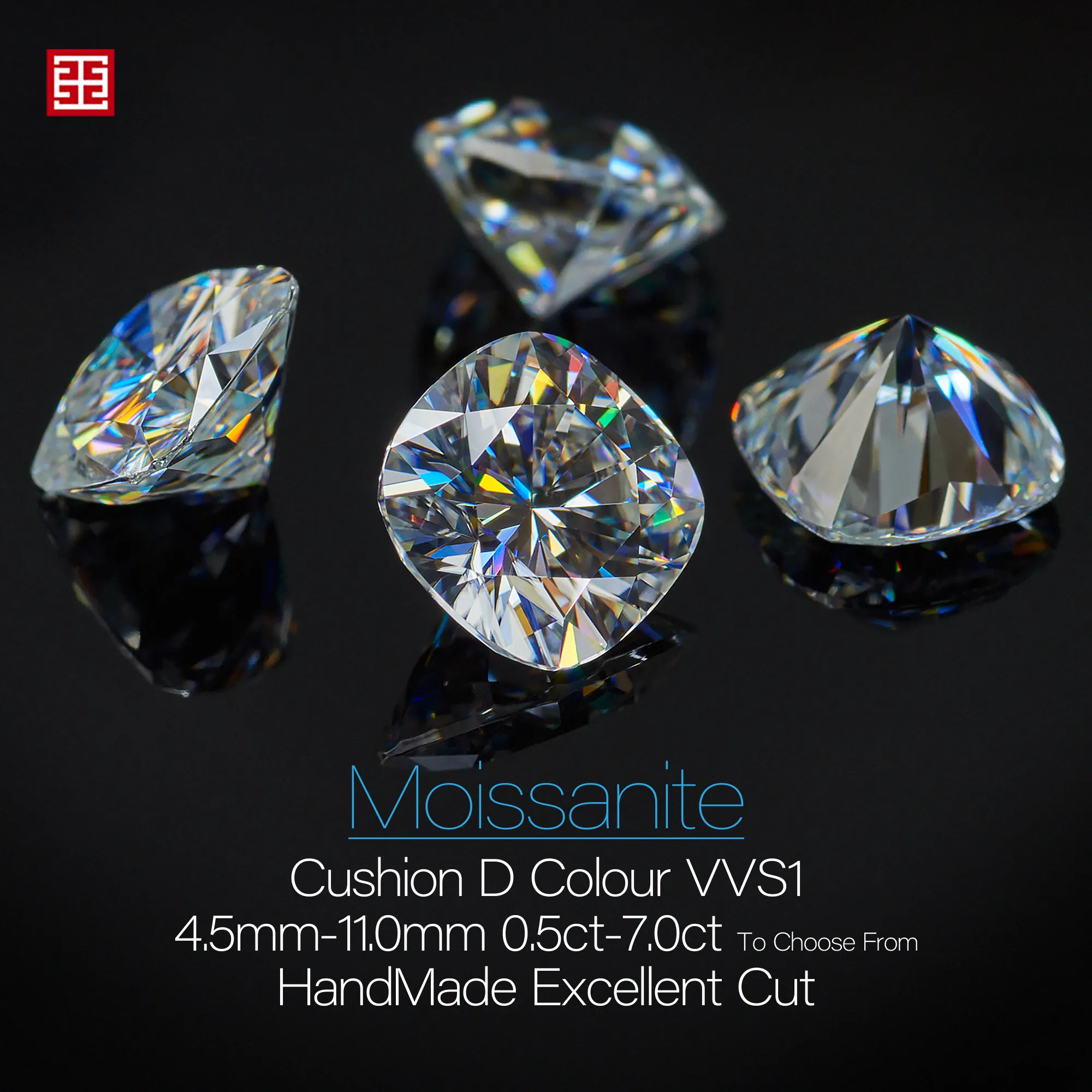 Gigajewa White D Color Cushion Cut vvs1 Moissanite Diamond 0 5 mm-7 mm do biżuterii ręcznej cut256u