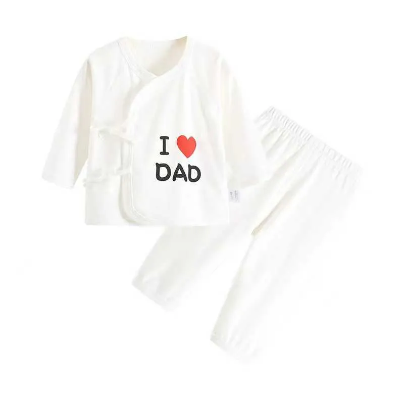 Vestiti neonato Manica lunga Ragazza Ragazzo Abbigliamento bambini I Love Dad Mom Design 100% cotone Pagliaccetti De Bebe Costumi Bianco G1023