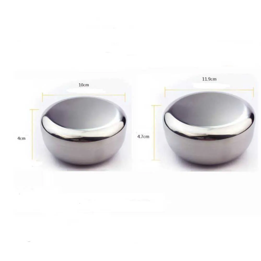 tigela de aço inoxidável coreana tigela de arroz cozida com tampa de 10 cm de 12 cm de espessamento Kimchee Baby Children Bowl Tabelware245a