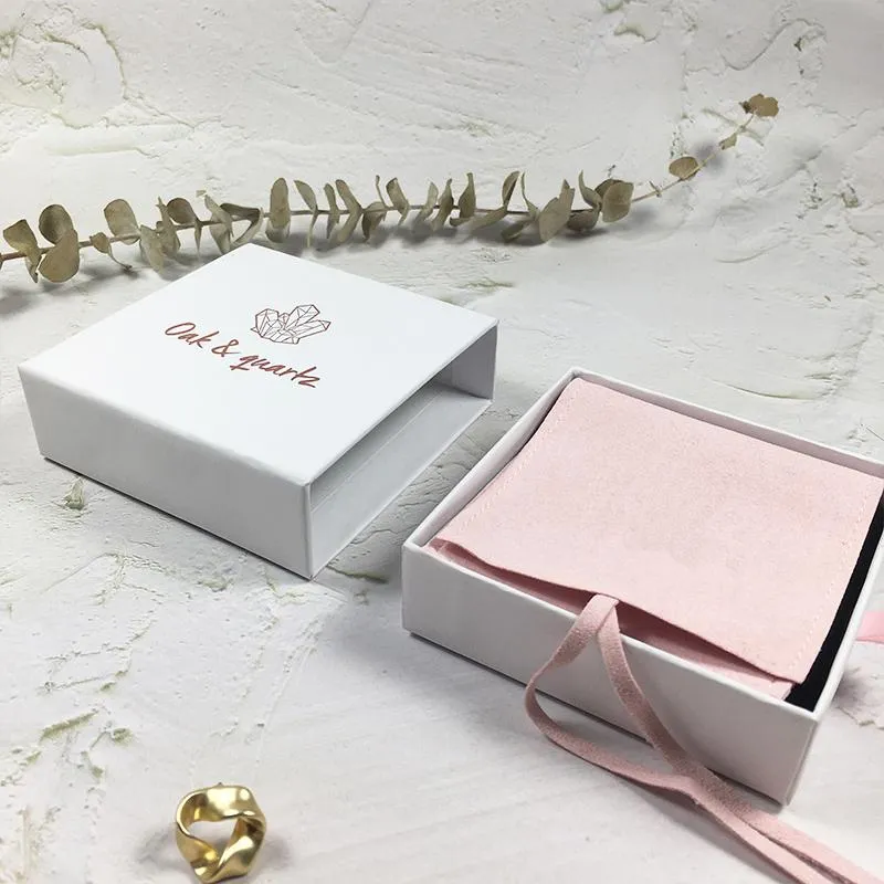 Torebki biżuterii worki spersonalizowane zadehowane złote srebrne logo szykowne szuflady małe szuflady kosztowe pudełko na niestandardowe kolczyki Naszyjnik 277m