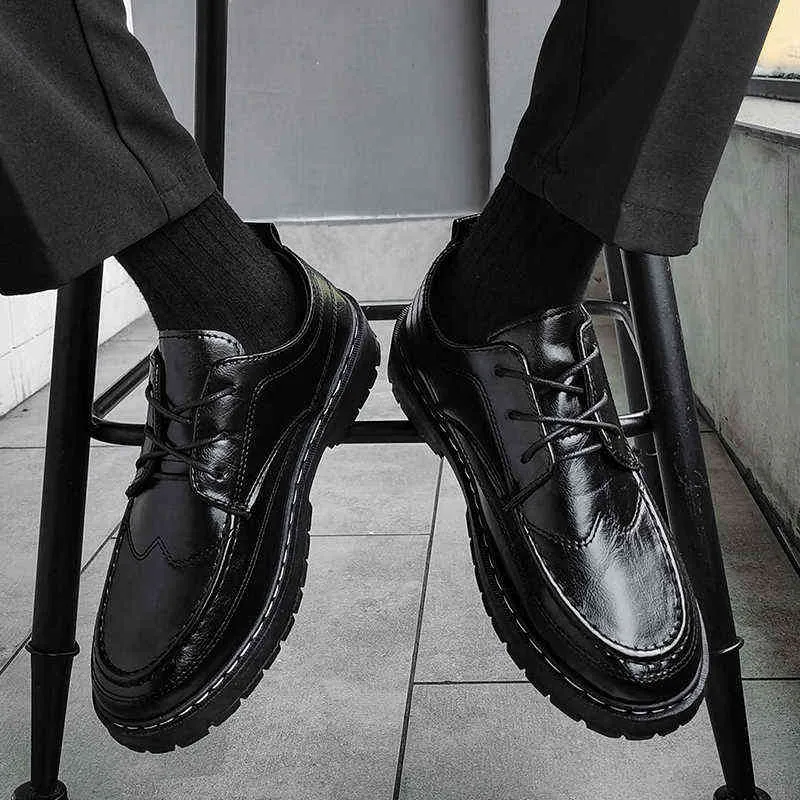 Kleidschuhe YISHEN Männer Schwarz Walking Stil für Business Büro Casual Leder Zapatos de Vestir Para Hombre 220223