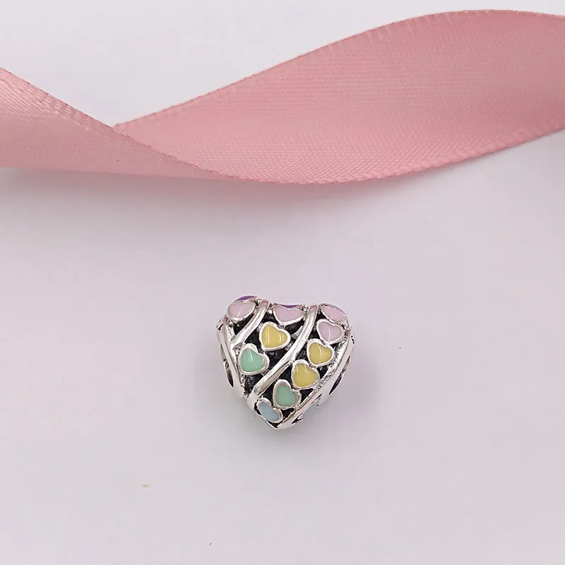 Takı yapımı için Charms Kiti Renk Kalpler Pandora 925 Ayar Gümüş Braclet Boncuk Çocuklar Kadın Erkek Zincir Hint Bilezik Kolye Kolye Doğum Günü Hediyesi 797019ENMX