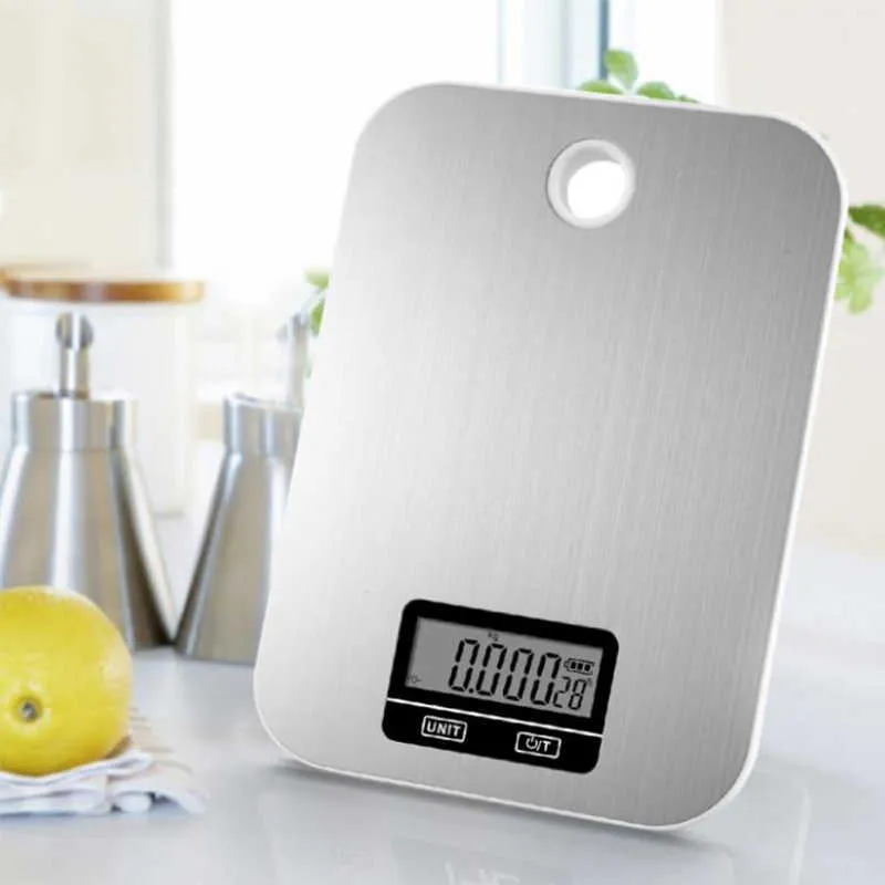 Écran LCD 5kg / 1g Multi-fonction Balance de cuisine numérique pour aliments en acier inoxydable Pesant la balance des aliments Outils de cuisine Balance 210927