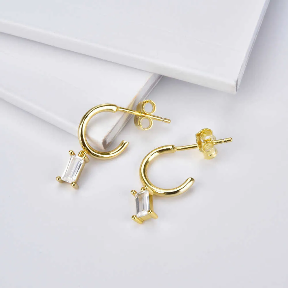 Andywen 925 Sterling Zilver Pure Mini Hoops Gold Circle Earring Design Luxe Crystal No Clips Dames Sieraden 210608