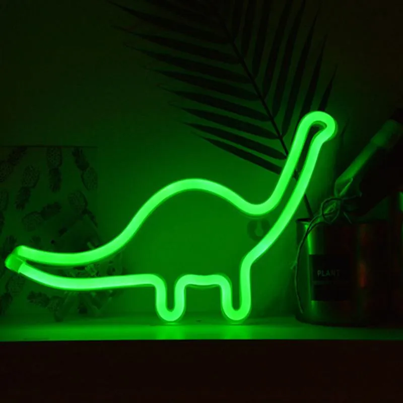 Dinosaurform design neon tecken ljus rum vägg dekorationer hem led nätter ljus hem prydnad GJ-Dinosaur Green2221