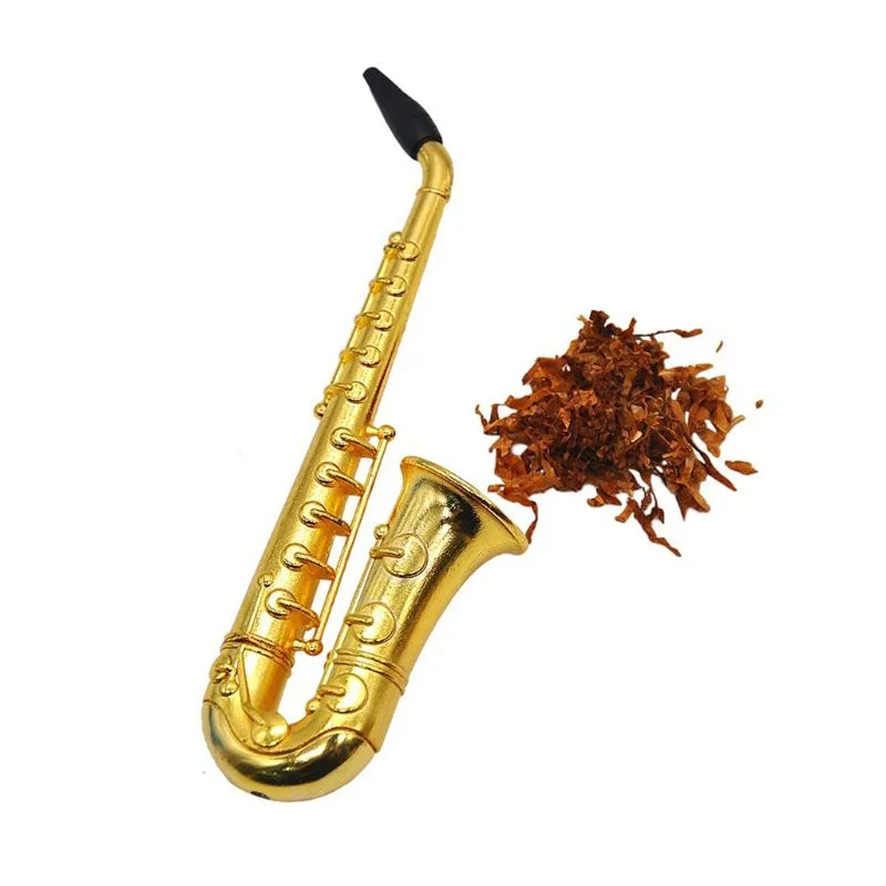 Saxofón único Mini pipas portátiles para fumar Pipa de tabaco de metal Hookah Gifts5750987