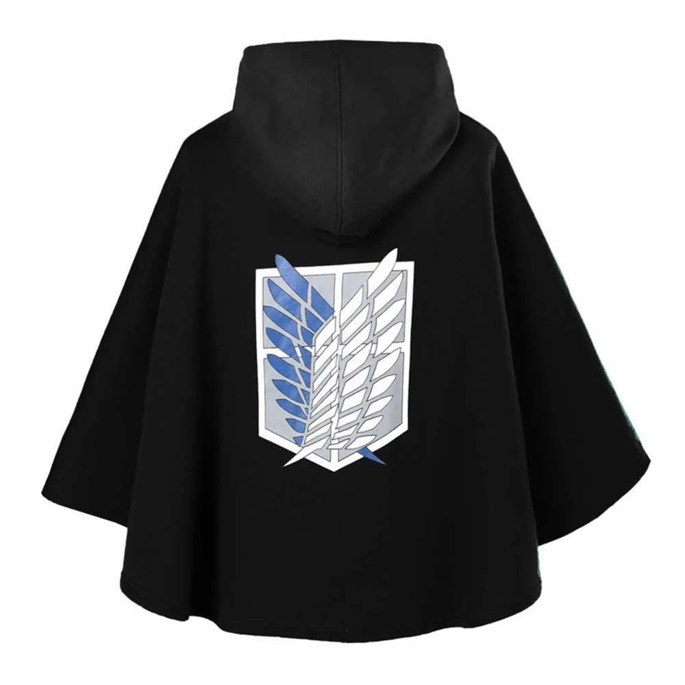 Japanese Hoodie Anime Attack på Titan Cloak Necklace Shingek No Kyojin Scouting Legion Cosplay Costume Green Back Cape Halloween Q7016977