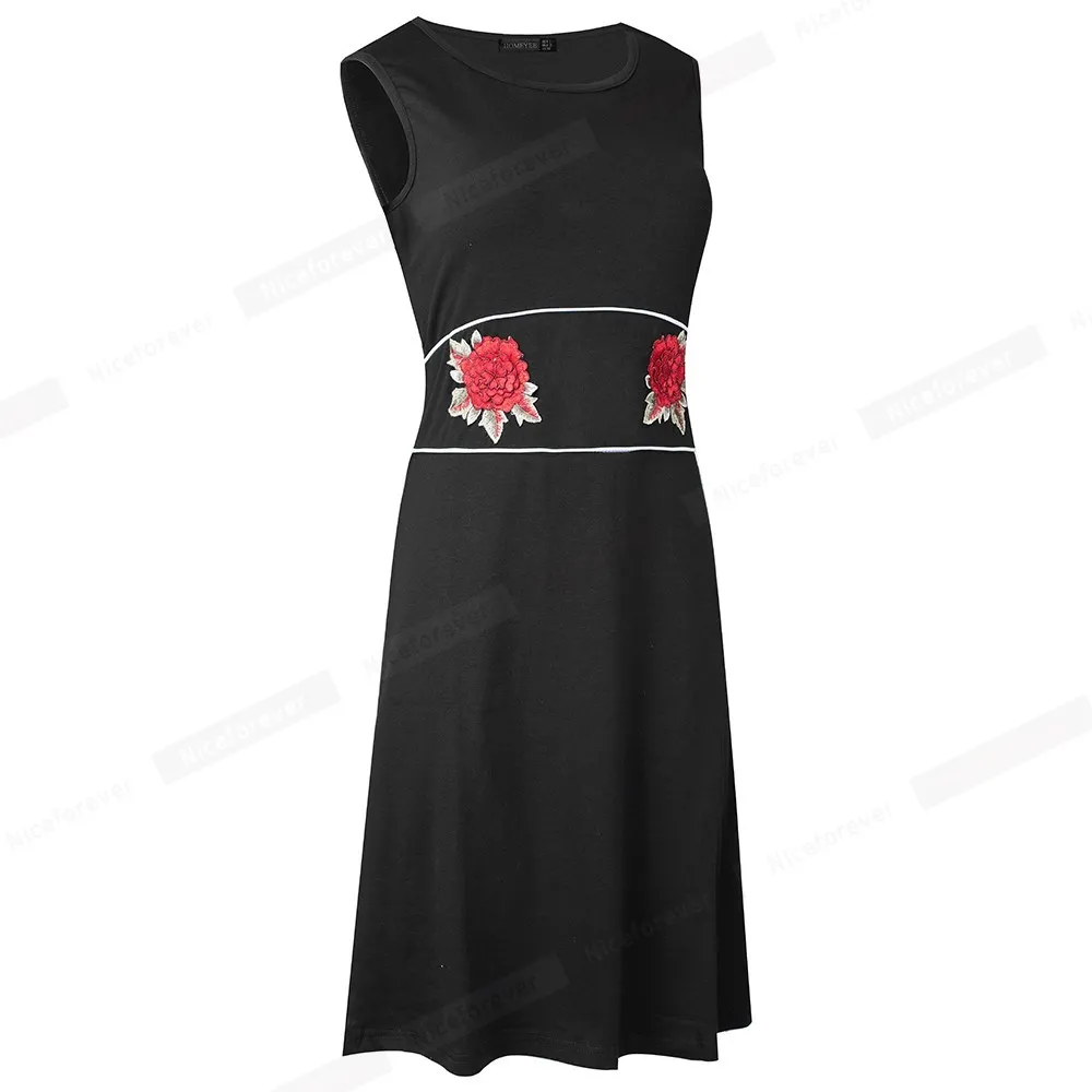 Nice-Forever Summer Femmes Mode Pure Black Couleur Robes courtes Casual Droite Robe surdimensionnée BtyT031 210419