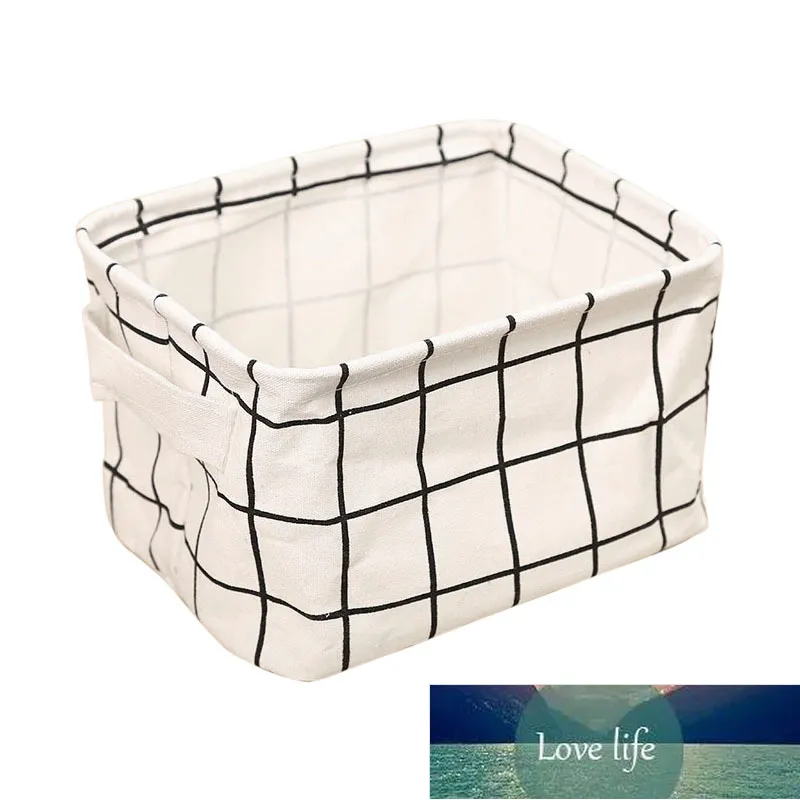 Caixa de armazenamento da mesa do padrão da geometria Cesta do organizador de linho do algodão da cesta de cosmética dobrável