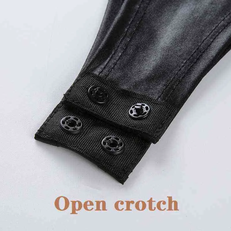 Sexig under Öppna Crotch Patent Läder för Kvinnor Erotisk Porr Crotchless Bodysuit Ladies Shaping Latex Underkläder Set Sexi 211229