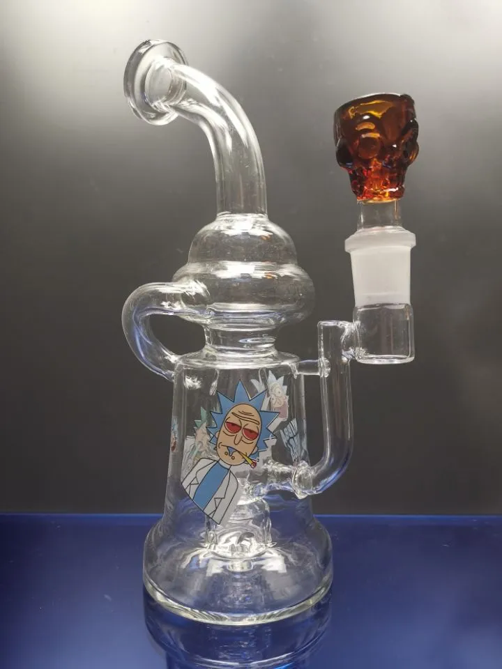 Big Recycle Bongs Dab 장비 용수 오일 버너 유리 잔 담배료 파이프 유리 석유 장비 18.8mm 조인트 Sestshop