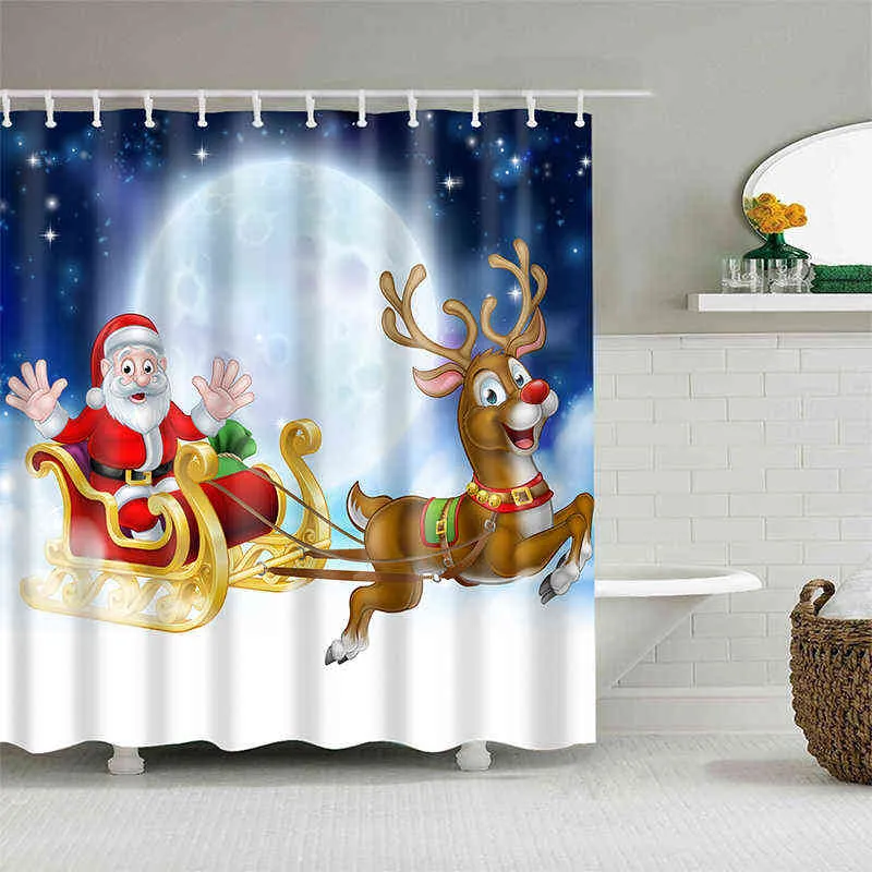 YOMDID Noel Decorazione natalizia Tenda da bagno Albero di Natale Modello Tenda da doccia Cartone animato bagno di casa Cortina de ducha 211116