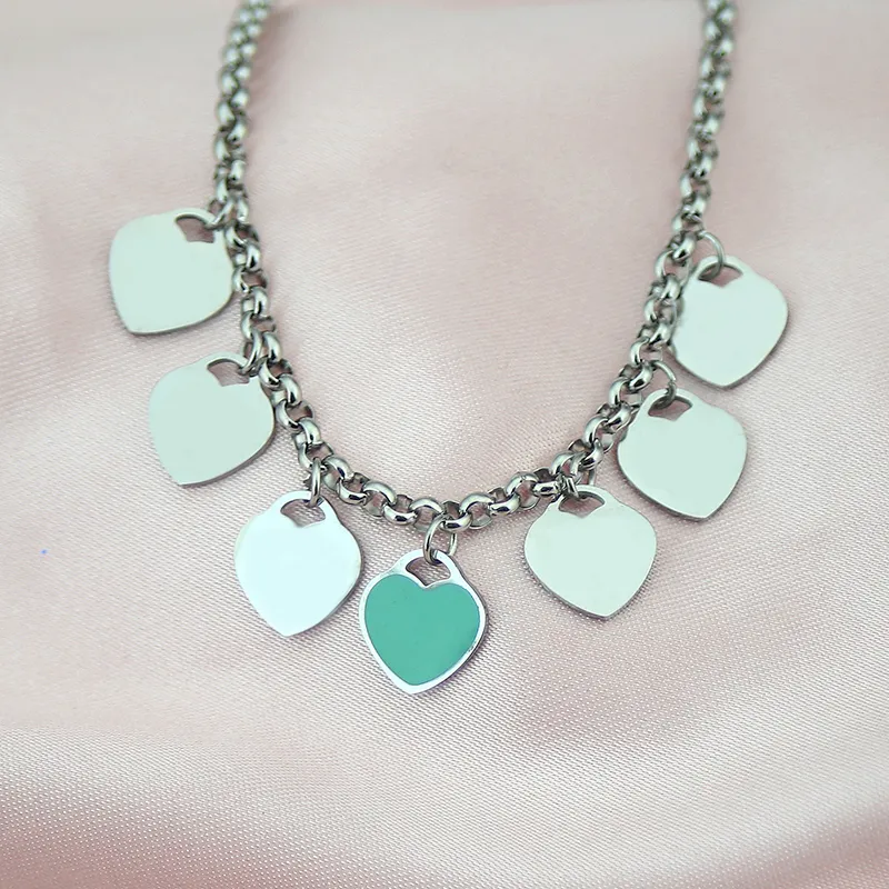 7 Hearts 10mm Necklace Women Seven Stainless Steel Couple Blue Green Pink Red Pendant Jewelry Christmas Gifts for Woman Accessorie5927752