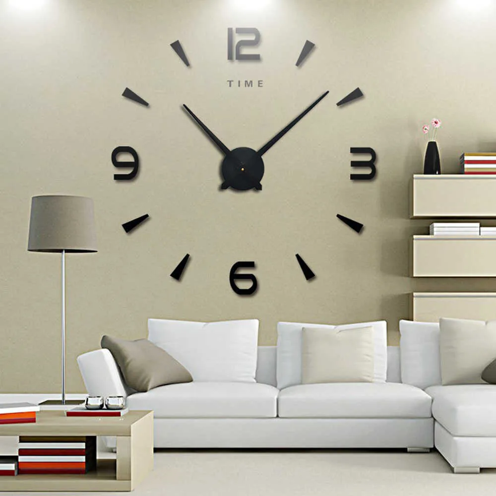 Cuadro de reloj de pared grande 3D DIY Grandes relojes decorativos de cocina decorativas pegatinas acrílicas espejo de gran tamaño reloj de pared letra del hogar decoración del hogar x05004727