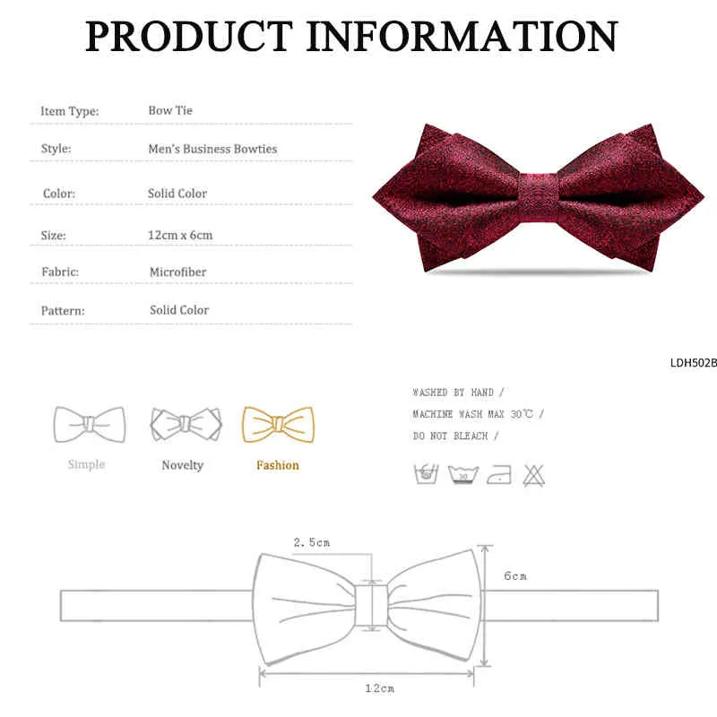 Роскошное вино красное платье бабочка галстука для мужчин дизайнер бренда свадьба бабочка бабочка бабочка шелковый полиэстер два слоя с подарочной коробкой