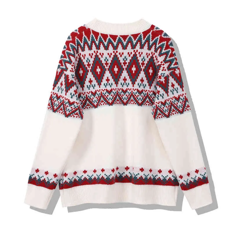 H.SA Women Vintage Argyle Pullovers Oversized Ugly Christmas Sweater and Pull Jumpers Knitted Tops 210417