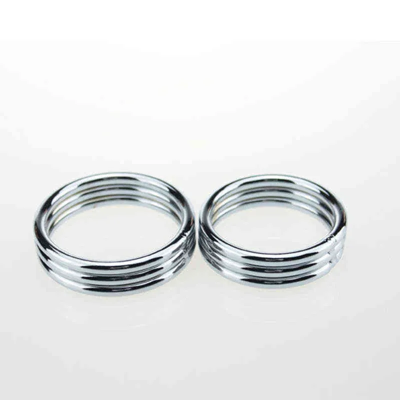 NXY Cockrings Metal 3 Katmanlı Süperpozisyon Penis Ereksiyon Gecikme Boşalma Dick Yüzük Kilidi Semen Kalıcı Cock 40 45 50mm Erkekler Için Seks Oyuncakları 0214