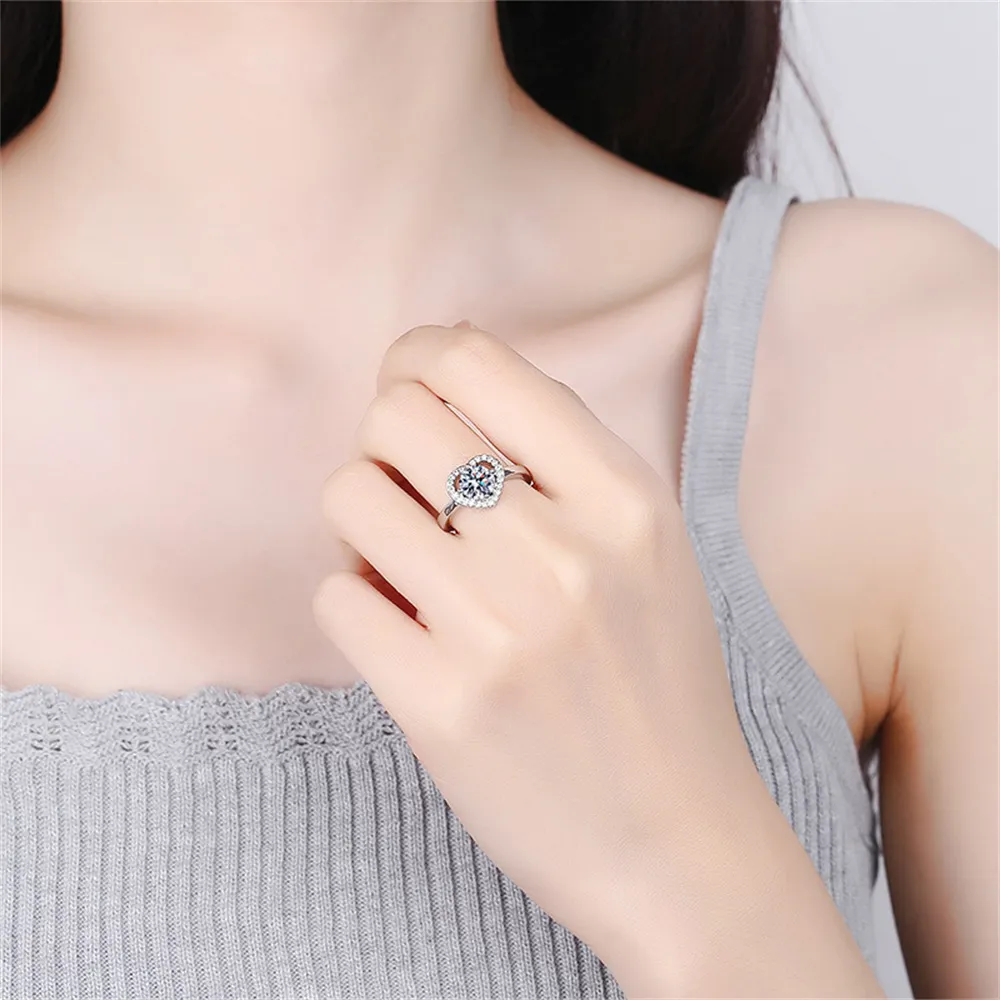 Bague en forme de coeur pour femmes bijoux assortis S925 argent Moissanite anneaux anniversaire anniversaire Festival amoureux cadeau