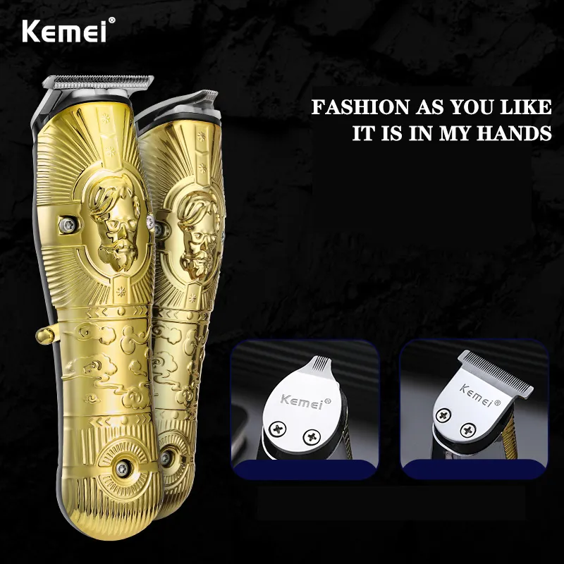Kemei KM 3709 PG Professional Electric Gol Metal Body Body Shaver Clipper Titanium Couper USB Charger Machine 2131007