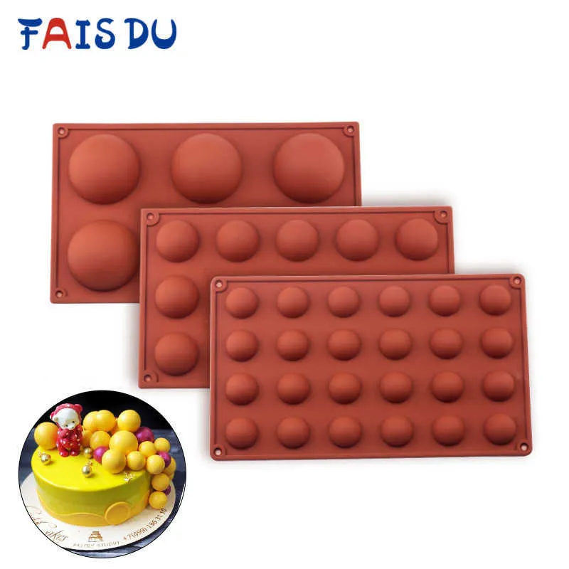 Bola Esfera De Silicone Molde Para Bolo Pastelaria Cozimento De Chocolate Candy Fondant Bakeware Forma Redonda Sobremesa Molde Diy Decoração 210702