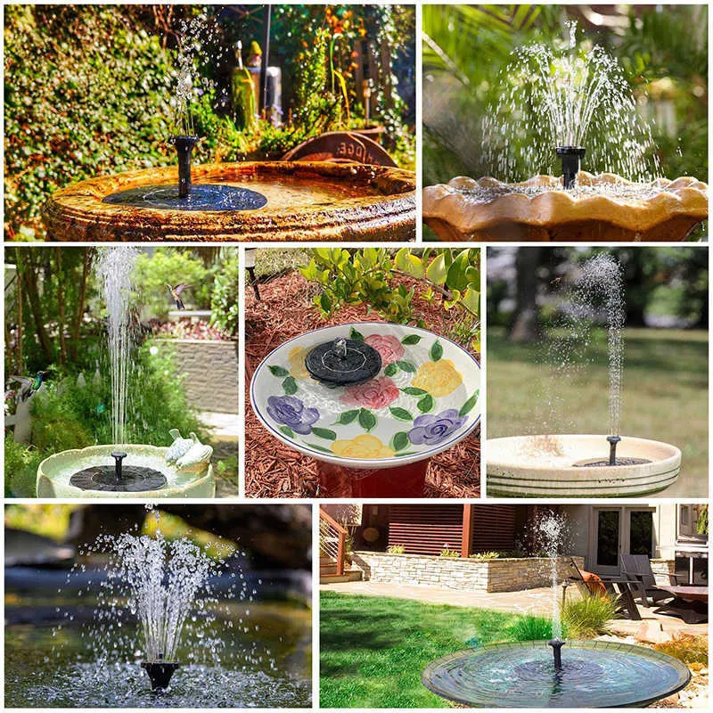 Pompa fontana solare da 3,5 W Acqua galleggiante con 4 ugelli vasca da bagno uccelli Vasca pesci Stagno o decorazione da giardino 210713