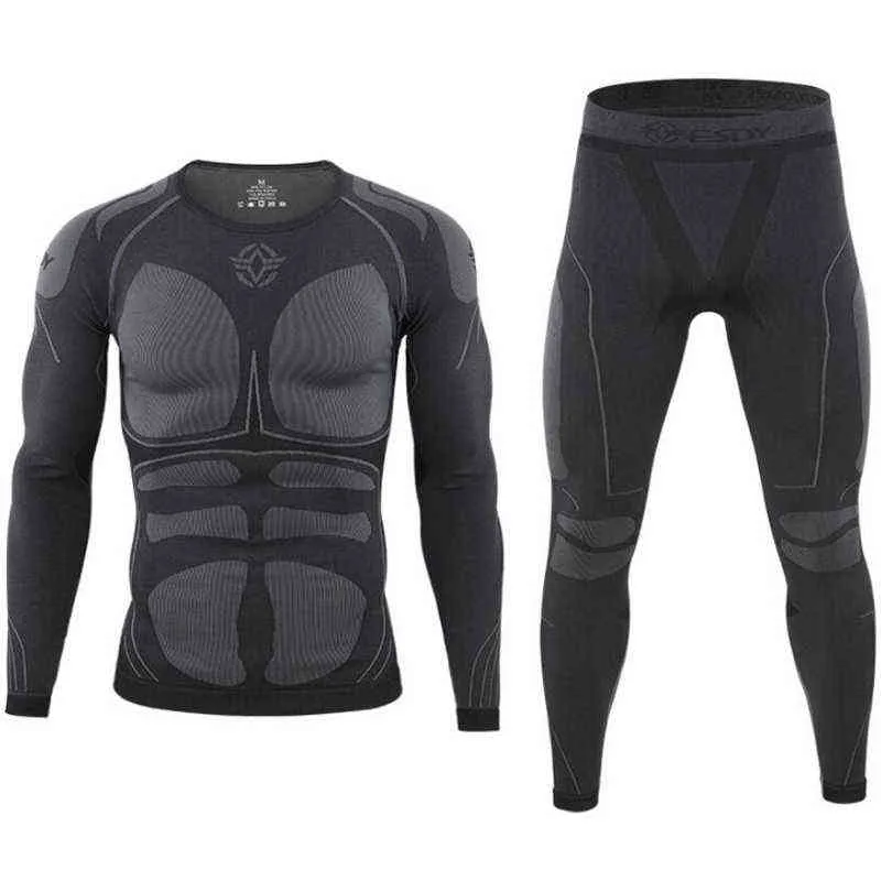 Set di biancheria intima termica tattica Funzione invernale Traspirante Allenamento Ciclismo Thermo Fitness Muscle Seamless Long Johns